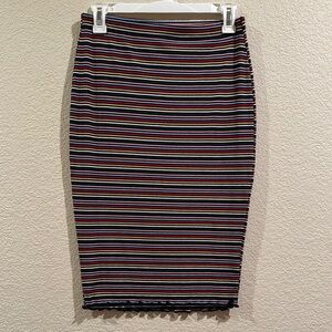 Multicolor striped Midi Pencil Skirt for Casual Wear
